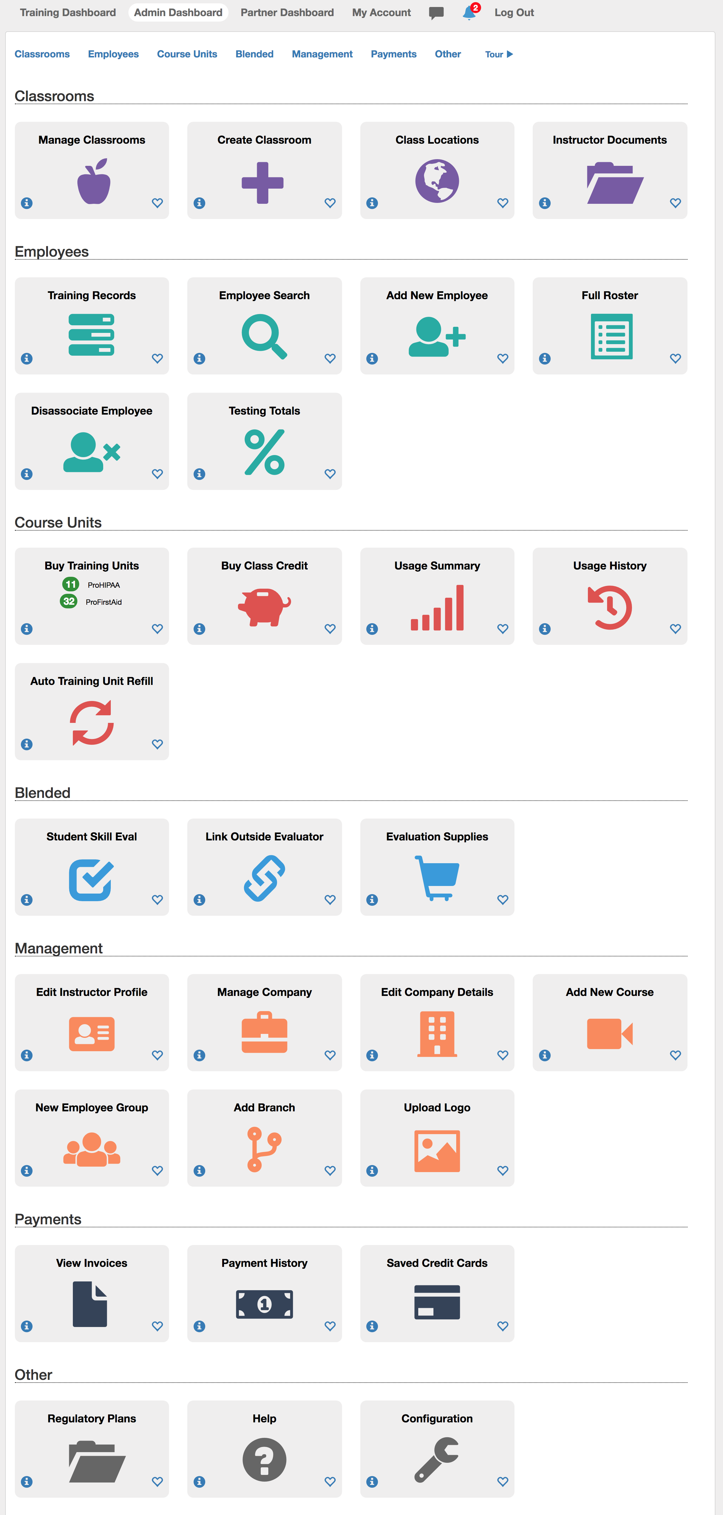 Company Administrator / Instructor Dashboard