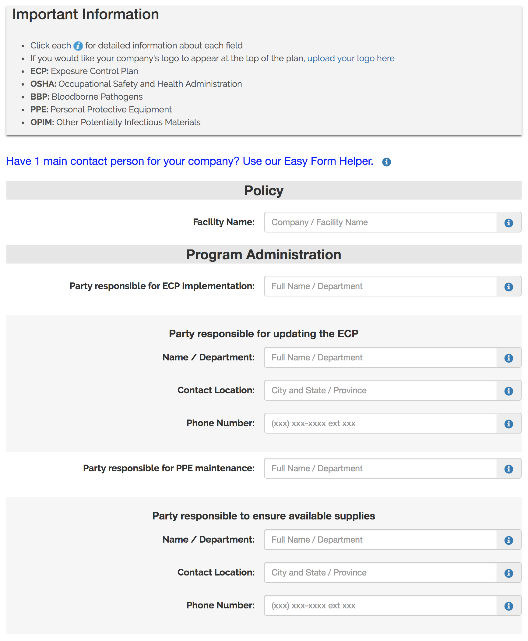 Filling Out Plan Form